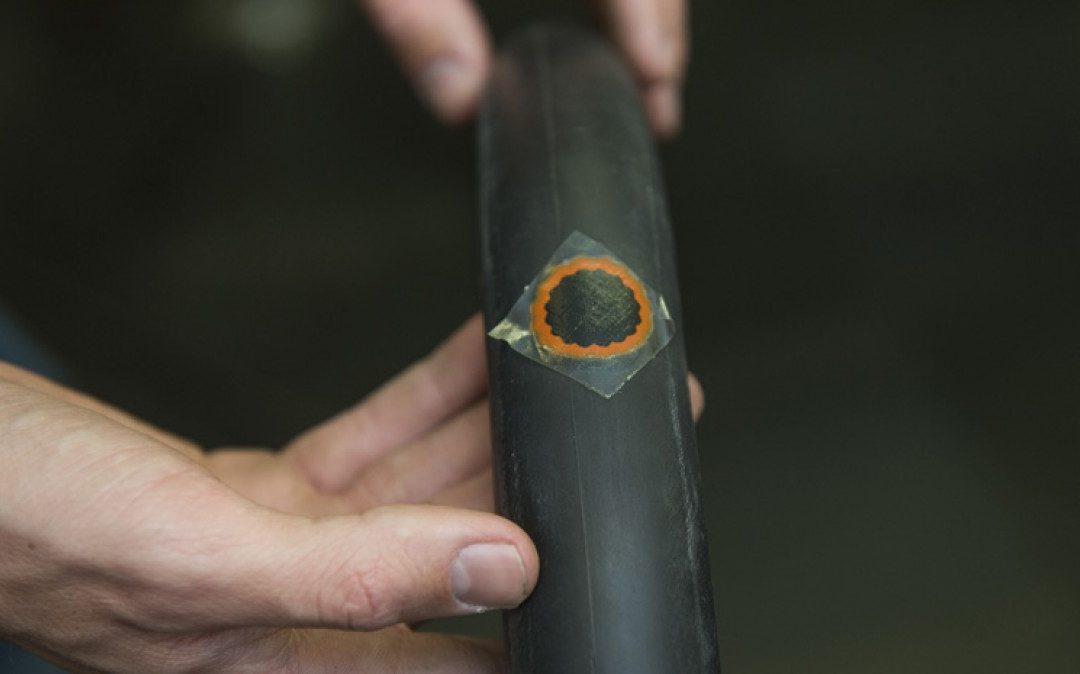 Patching a puncture in a bike tyre
